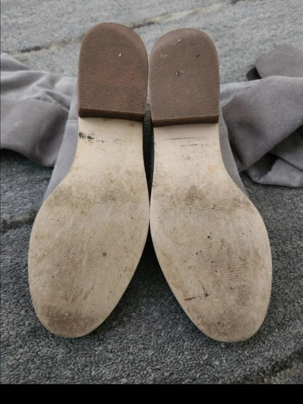 Knee-High Suede Riding Boots in Taupe